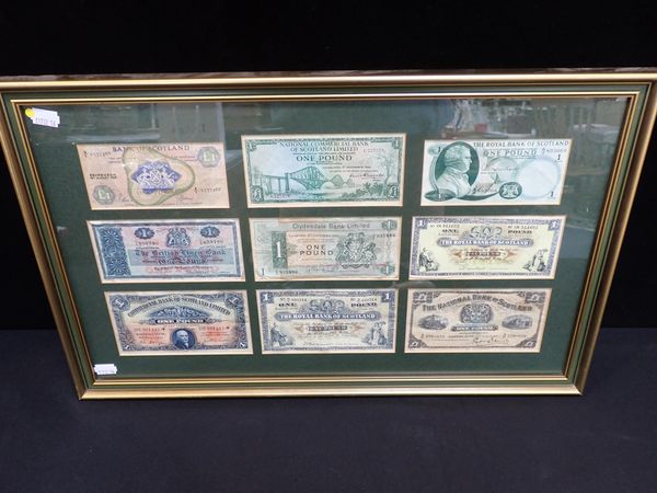 NINE SCOTTISH ONE POUND NOTES