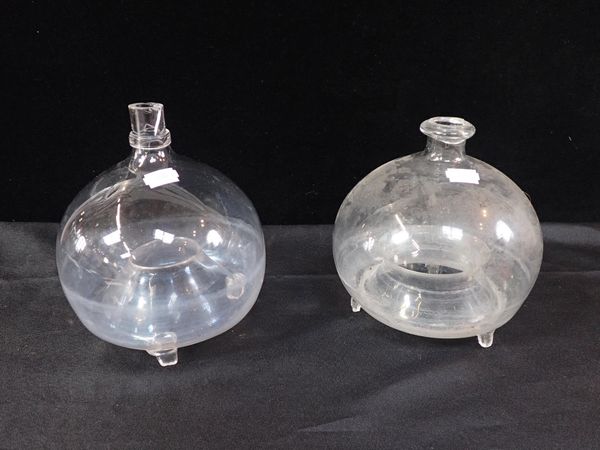 TWO GLASS WASP CATCHERS
