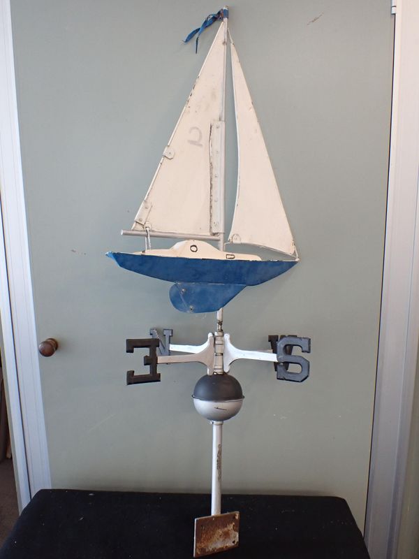 A METAL WEATHER VANE, WITH SAILING YACHT