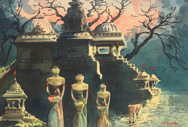 *GIDEON DEVAPRIAM THYAGA RAJ (1930-1981) A temple in a riverside landscape