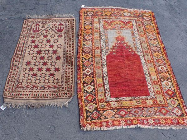 A BELOUCH PRAYER RUG, AND ANOTHER SMALLER