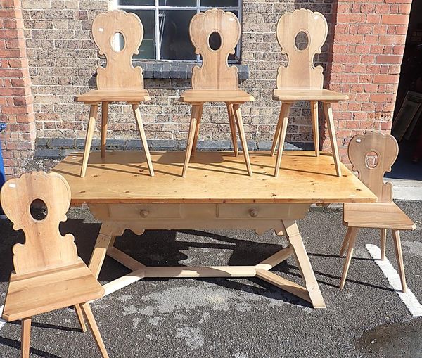 A CONTINENTAL SCRUB-TOP DINING TABLE