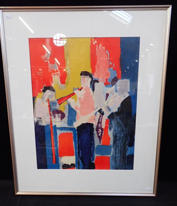 A MODERN GERMAN COLOUR PRINT, INDISTINCTLY SIGNED