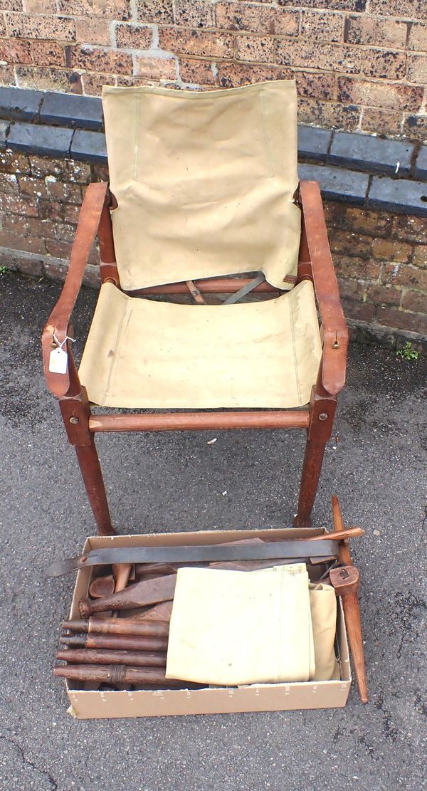 TWO OLD TEAK CAMPAIGN CHAIRS