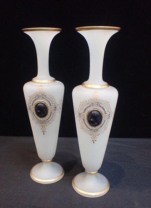 PAIR OF BOHEMIAN OPAQUE GLASS VASES