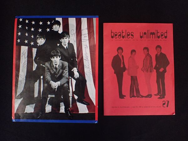 THE BEATLES: A COLOUR PRINTED  PROMOTIONAL PICTURE, WITH UNAUTHENTICATED SIGNATURES