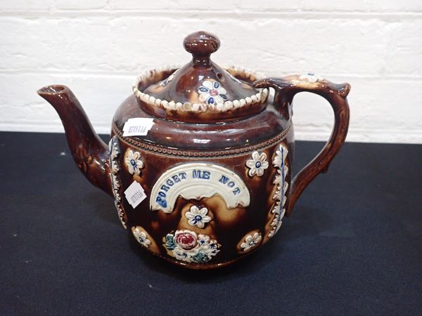 A 19TH CENTURY MEASHAM BARGE WARE TEAPOT