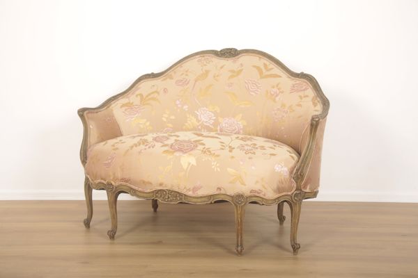 A FRENCH DEMI-LUNE ROCOCO STYLE FRENCH SOFA