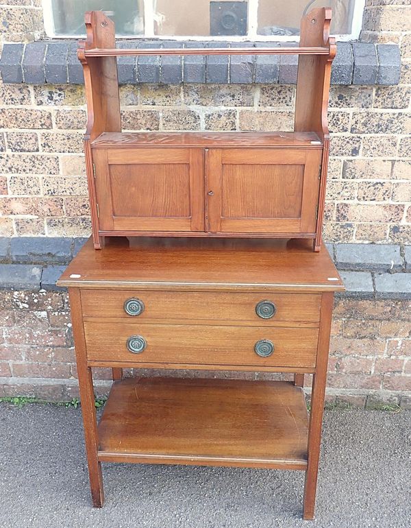 A VICTORIAN WALL CUPBOARD WITH SHELF ABOVE