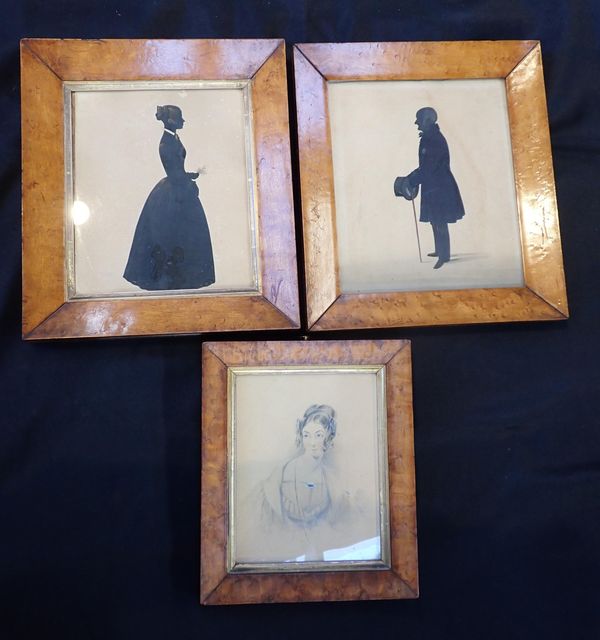 A PAIR OF MID 19th CENTURY FULL-LENGTH SILHOUETTE PORTRAITS
