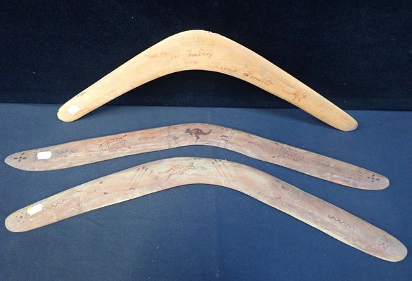 THREE AUSTRALIAN ABORIGINAL BOOMERANGS