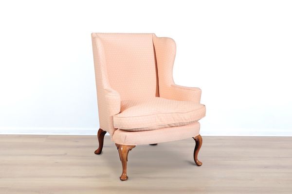 A QUEEN ANNE STYLE WINGBACK ARMCHAIR