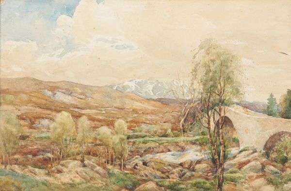 *FRANCIS PATRICK MARTIN (1883-1966) Highlands landscape with bridge to foreground