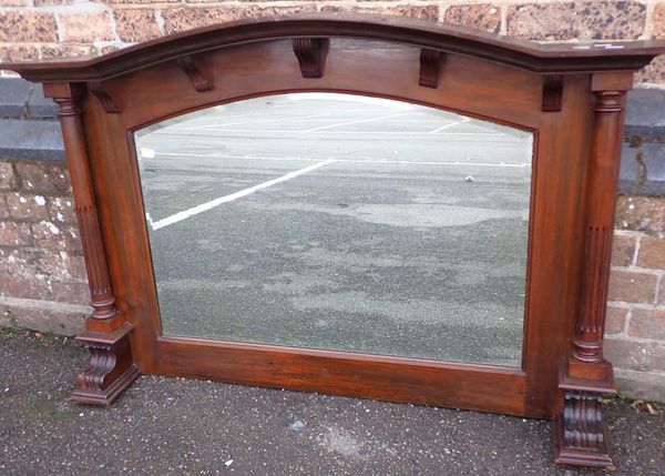 AN EDWARDIAN OVERMANTEL MIRROR