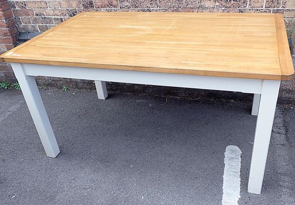 A MODERN KITCHEN TABLE, WITH JOINED BLOCK TOP