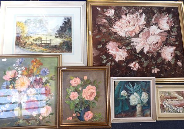 FOUR FLOWER PAINTINGS