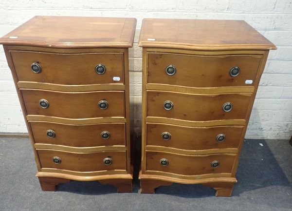 A PAIR OF REPRODUCTION  YEW BEDSIDE CHESTS