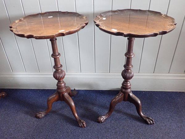 A PAIR OF GEORGE III STYLE MAHOGANY WINE TABLES