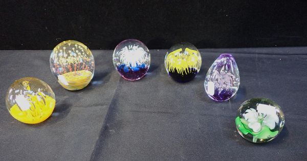 SIX GLASS PAPERWEIGHTS