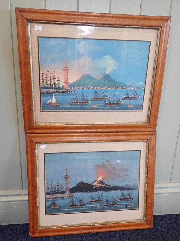 A PAIR OF NEAPOLITAN GOUACHE PAINTINGS OF ERUPTIONS