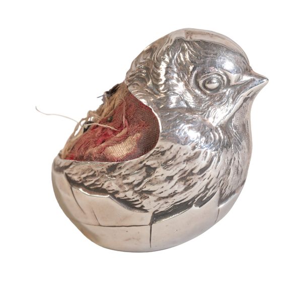 AN EDWARD VII SILVER CHICK PIN CUSHION