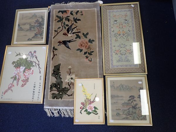 A CHINESE EMBROIDERED SILK PANEL