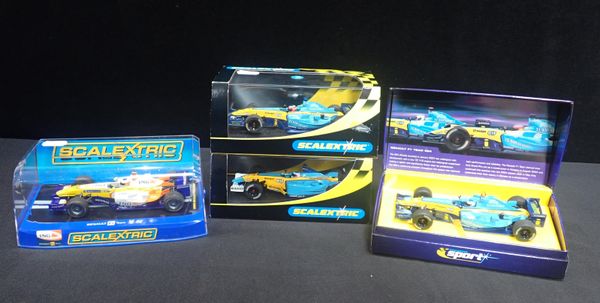 FOUR BOXED SCALEXTRIC 'RENAULT' F1 CARS
