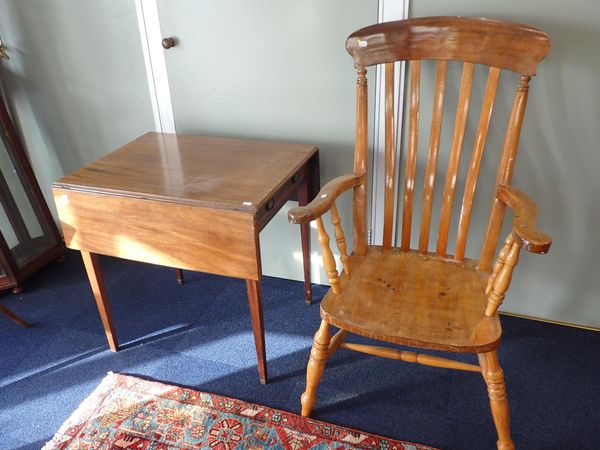 A LATH-BACK WINDSOR ARMCHAIR