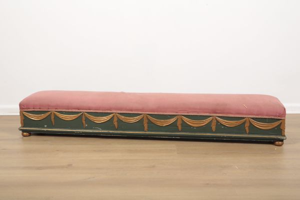 A LATE VICTORIAN GREEN PAINTED FENDER STOOL