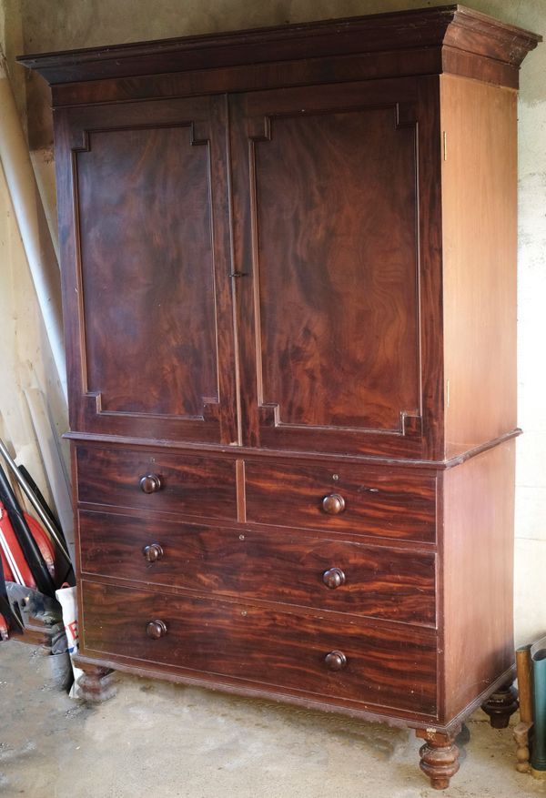 A VICTORIAN MAHOGANY LINEN PRESS