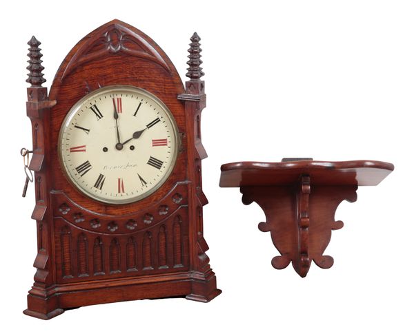 AN OAK BRACKET CLOCK PROBABLY BY L. BRUNNER OF BIRMINGHAM