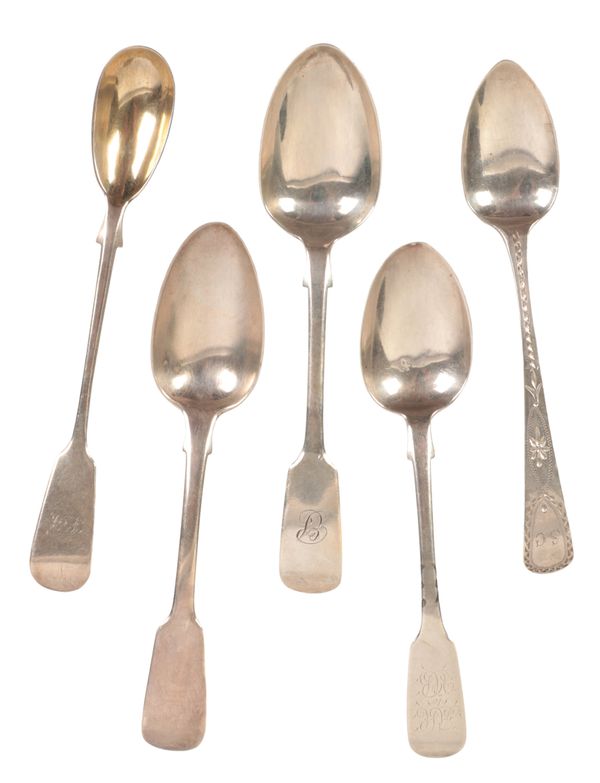 A COLLECTION OF FOUR 19TH CENTURY EXETER SILVER TEASPOONS