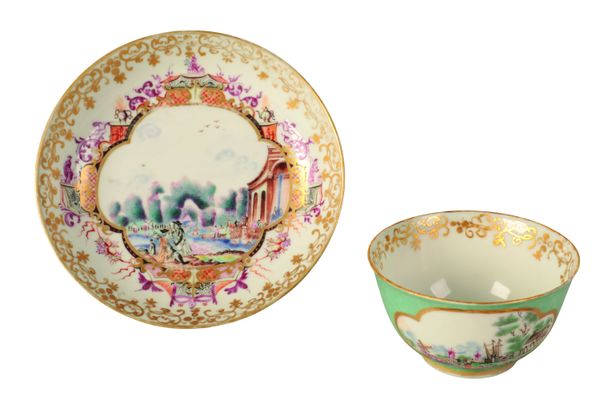 A CHINESE PORCELAIN TEA BOWL AND SAUCER