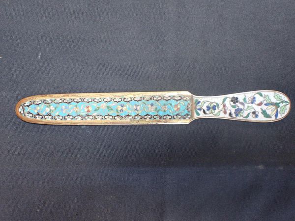 A CHINESE CLOISSONE PAPER KNIFE OR PAGE TURNER