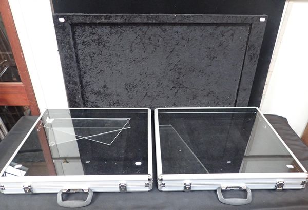 TWO METAL JEWELLERY DISPLAY CASES
