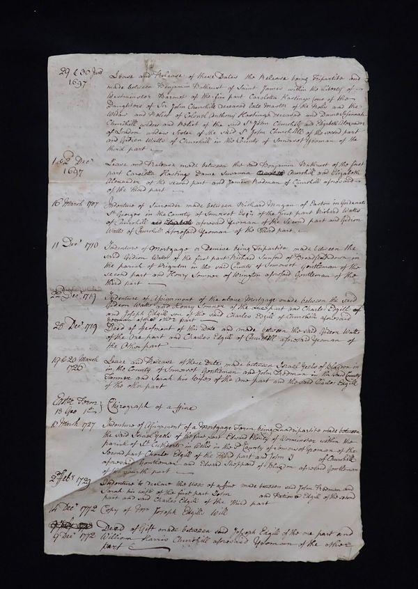 CHURCHILL FAMILY INTEREST; AN 18th CENTURY MANUSCRIPT INVENTORY