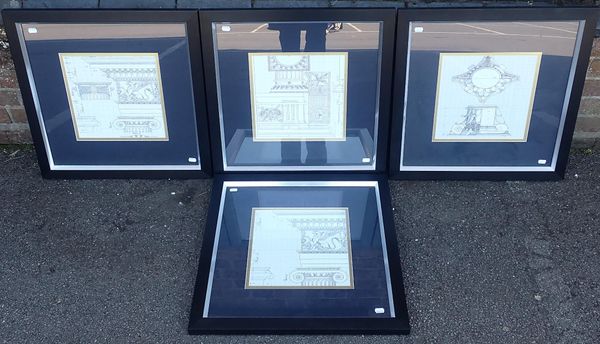 FOUR REPRODUCTION PRINTS OF ARCHITECTURAL DRAWINGS