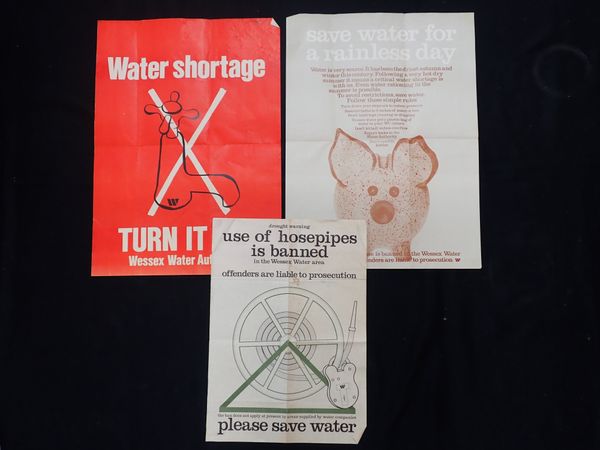 THREE WESSEX WATER WATER SHORTAGE POSTERS