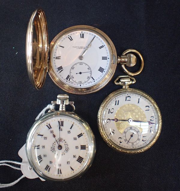 THOMAS RUSSELL OF LIVERPOOL GOLD PLATED FULL HUNTER POCKET WATCH