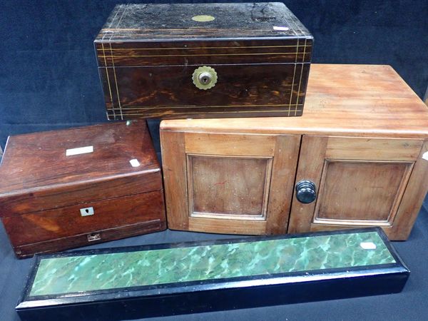 A VICTORIAN COROMANDEL WRITING BOX WITH BRAMAH LOCK