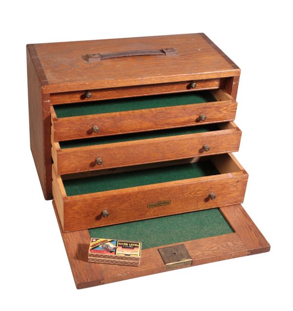 AN OAK WATCH REPAIRER'S CABINET