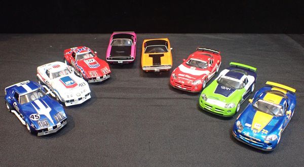 EIGHT UNBOXED 'AMERICAN' SCALEXTRIC CARS