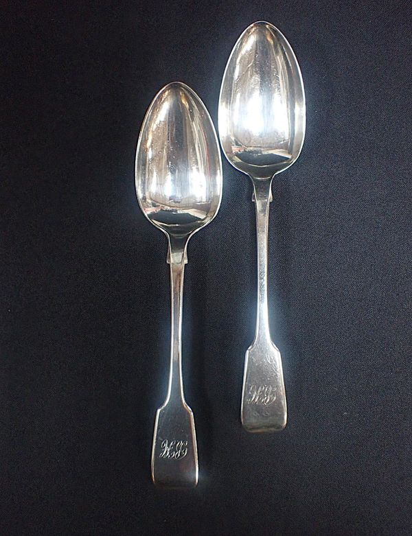 A PAIR OF SILVER TABLESPOONS, FRANCIS HIGGINS II,