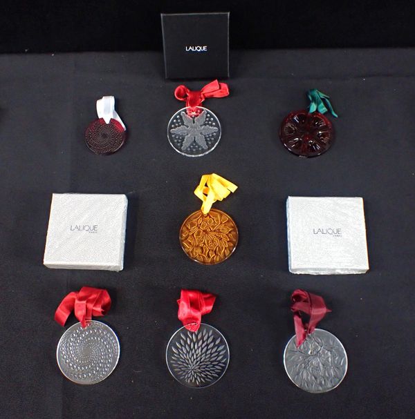 A COLLECTION OF LALIQUE CHRISTMAS ORNAMENTS