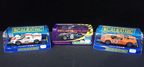 THREE BOXED SCALEXTRIC 'FORD GT' CARS