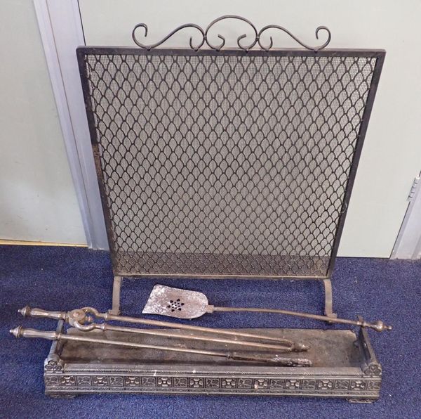 A 19th CENTURY STEEL FIRE POKER AND TONGS
