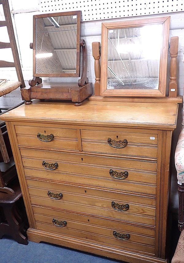A LATE VICTORIAN ASH CHEST OF DRAWERS