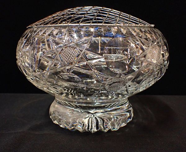 A  LARGE BRIERLEY CUT GLASS ROSE BOWL