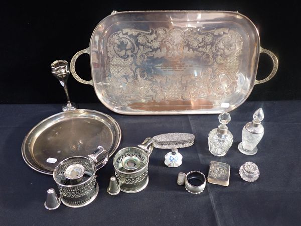 FOUR GLASS SILVER TOPPED JARS