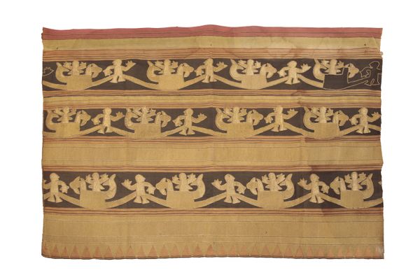 A SOUTH EAST ASIAN GILT METAL THREAD EMBROIDERED PANEL